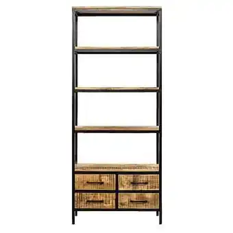 Leen Bakker Boekenkast Kyan - zwart/naturel - 190x80x40 cm - Leen Bakker aanbieding