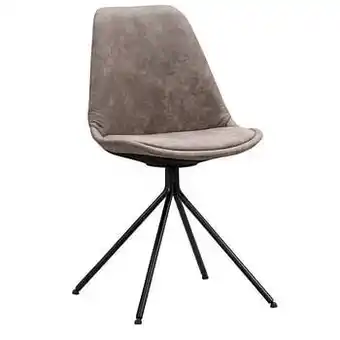 Leen Bakker Eetkamerstoel Senja - taupe stof Cowboy - zwart metaal - Leen Bakker aanbieding