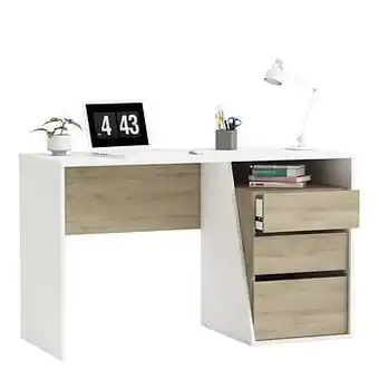 Leen Bakker Demeyere bureau Jefferson - eiken/wit - 76,8x127,1x55 cm - Leen Bakker aanbieding