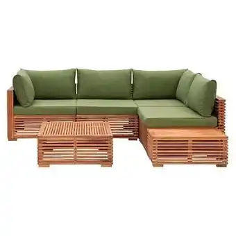 Leen Bakker Le Sud loungeset Cevennes 6-delig - bruin - groene Brest kussens - V1 - Leen Bakker aanbieding