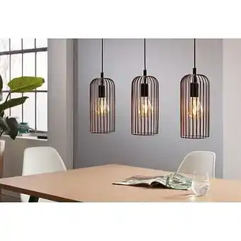 Leen Bakker EGLO hanglamp Roccamena 3-lichts - zwart/koperkleurig - Leen Bakker aanbieding