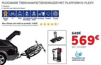 Plooibare trekhaakfietsendrager met platform e-flexy