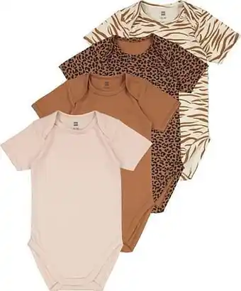 HEMA HEMA Bodys Organic Katoen Stretch Animal - 4 Stuks Roze (roze) aanbieding