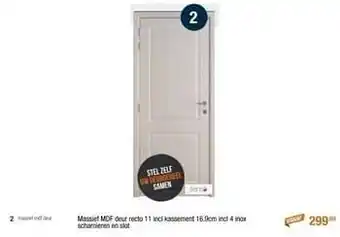 Cevo Massief mof deur recto 11 incl kassement incl 4 inox schamieren en slot aanbieding