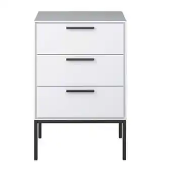 Leen Bakker Nachtkastje Slimline - 3 lades - wit - Leen Bakker aanbieding