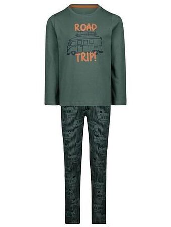 HEMA Kinder Pyjama Katoen Roadtrip Donkergroen (donkergroen)