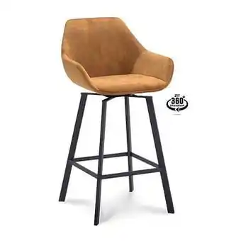 Leen Bakker Barkruk Riyo - fluweel - cognackleur - 65 cm - 2 stuks - Leen Bakker aanbieding