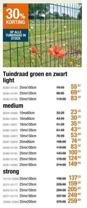 Cevo Tuindraad groen en zwart light aanbieding