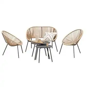 Leen Bakker Loungeset Formentera Vilanova - naturel-/antracietkleur - 5-delig - Leen Bakker aanbieding