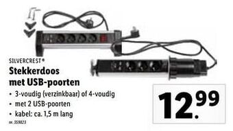 Lidl Stekkerdoos met usb-poorten aanbieding