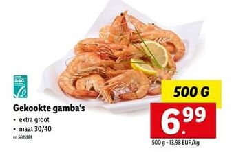 Lidl Gekookte gamba‘s aanbieding