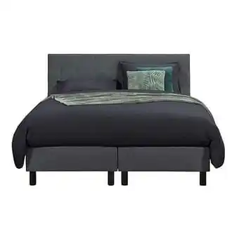 Leen Bakker Boxspring Narvik - antracietkleur - 160x200 cm - Leen Bakker aanbieding