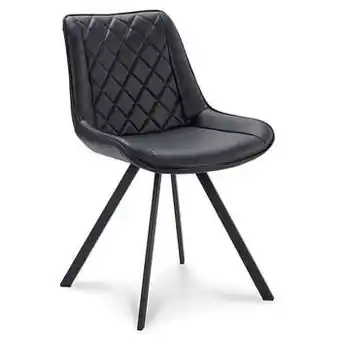 Leen Bakker Eetkamerstoel Harvey - lederlook - zwart (2 stuks) - Leen Bakker aanbieding