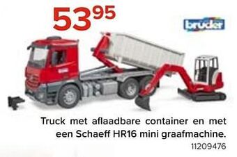 Euroshop Truck met aflaadbare container en met een schaeff hr16 mini graafmachine aanbieding