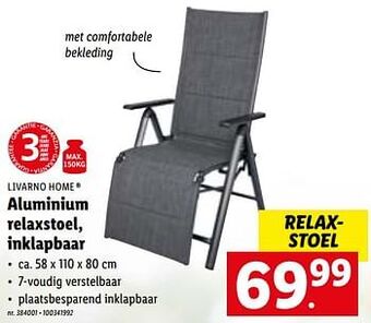 Lidl Aluminium relaxstoel, inklapbaar aanbieding