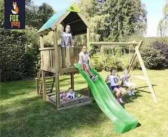 Dreamland Fox play schommel Riverside met limegroene glijbaan aanbieding