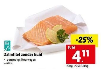 Lidl Zalmfilet zonder huid aanbieding