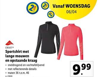 Lidl Sportshirt Met Lange Mouwen En Opstaande Kraag aanbieding