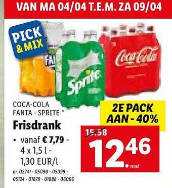 Lidl Coca-cola Fanta - Sprite Frisdrank aanbieding