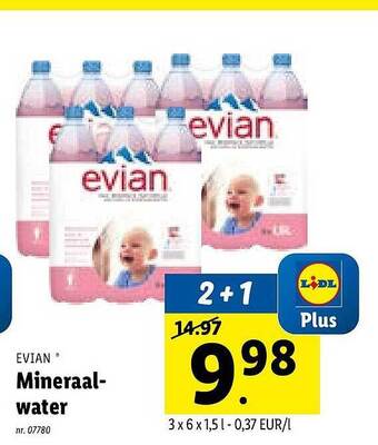 Lidl Evian Mineraal-water aanbieding