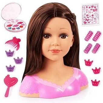 ToyChamp Charlene Super Model brunette kaphoofd met make-up aanbieding