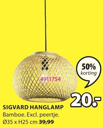 Jysk Sigvard Hanglamp aanbieding