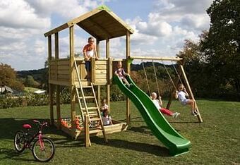 Dreamland Fox play schommel met speeltoren Sacramento met groene glijbaan aanbieding