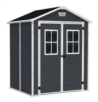 Brico Keter tuinhuis Breteuil antraciet wit 2,5m² aanbieding