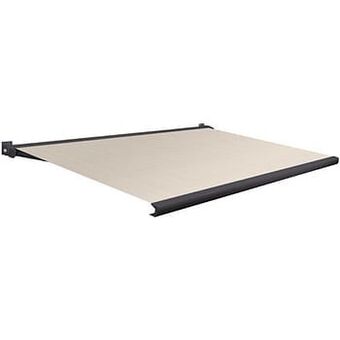 Brico Domasol zonnetent elektrisch met afstandsbediening ’Factor 20-A’ bruin/wit smalle strepen 350 x 250 cm aanbieding