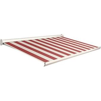 Brico Domasol zonnetent elektrisch ’Factor 10-C’ rood/witte strepen 450 x 300 cm aanbieding