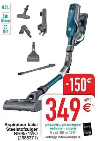 Cora Rowenta aspirateur balai steelstofzuiger rh9571wo aanbieding