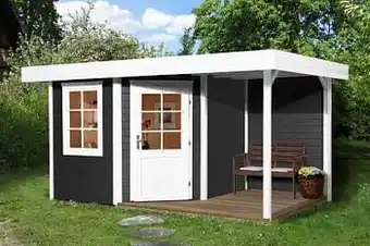 Brico Weka tuinhuis met overkapping 213+ Type A GR2 antraciet 298x456cm aanbieding