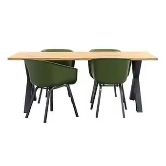 Leen Bakker Hartman Le Sud tuinset Amalia Beaune X-poot - groen/aluminium - 5-delig - Leen Bakker aanbieding