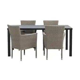 Leen Bakker Le Sud tuinset Verona (stapelstoel) Limousin - grijs - 5-delig - Leen Bakker aanbieding