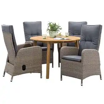 Leen Bakker Le Sud tuinset Verona (standenstoel) Dijon rond - grijs - 5-delig - Leen Bakker aanbieding