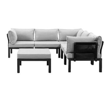 Leen Bakker Le Sud modulaire loungeset Ardeche V2 - lichtgrijs - 6-delig - Leen Bakker aanbieding