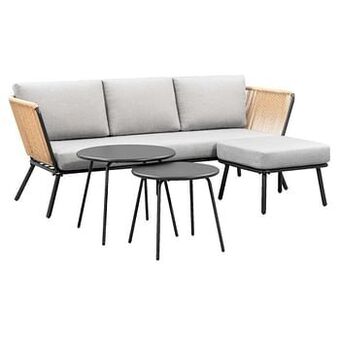 Leen Bakker Loungeset Almeria Vilanova - naturelkleur - 4-delig - Leen Bakker aanbieding
