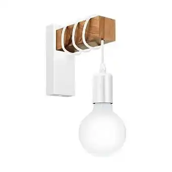 Leen Bakker EGLO wandlamp Townshend - wit/eikenkleur - Leen Bakker aanbieding