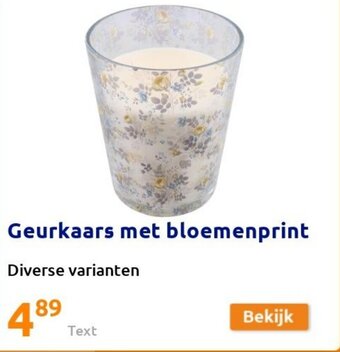 Action Geurkaars met bloemenprint aanbieding