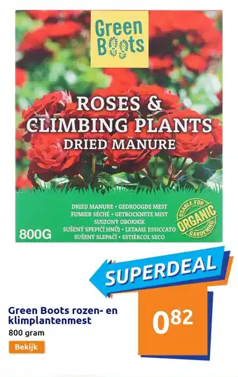 Action Green boots rozen- en klimplantenmest 800g aanbieding