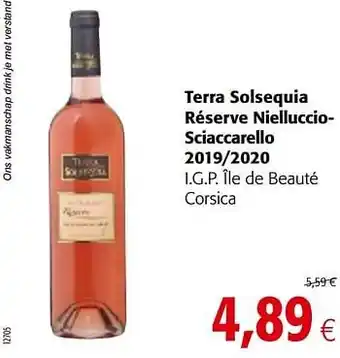Colruyt Terra solsequia réserve niellucciosciaccarello 2019-2020 i.g.p. île de beauté corsica aanbieding