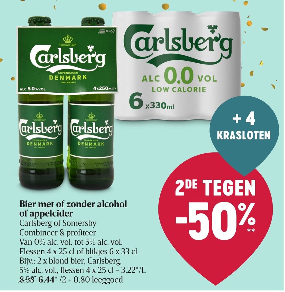 Bier met of zonder alcohol of appelcider promotie bij Delhaize