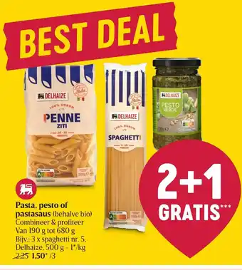 Delhaize Pasta, pesto of pastasaus van 190g tot 680g aanbieding