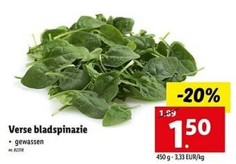 Lidl Verse bladspinazie aanbieding