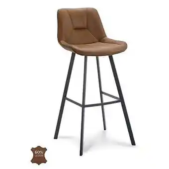 Leen Bakker Barkruk Brent - microleder - camelkleur - 80 cm - 2 stuks - Leen Bakker aanbieding