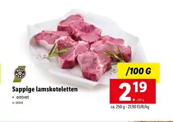 Lidl Sappige lamskoteletten 100 g aanbieding