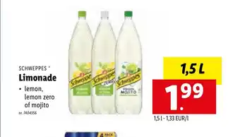 Lidl Schweppes Limonade 1,5 l aanbieding