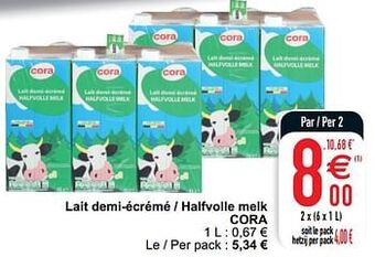 Cora Lait demi-écrémé - halfvolle melk cora aanbieding