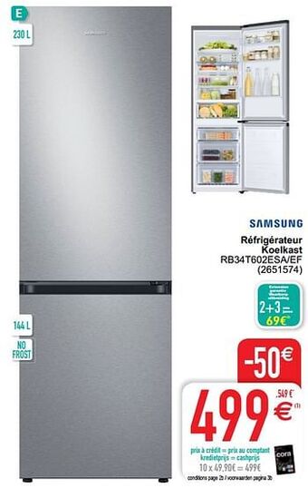 Cora Samsung réfrigérateur koelkast rb34t602esa-ef aanbieding