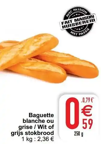Cora Baguette blanche ou grise - wit of grijs stokbrood aanbieding